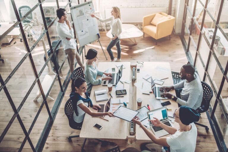 Multiracial,Young,Creative,People,In,Modern,Office.,Group,Of,Young